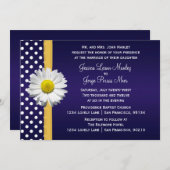 Blaue und gelbe Gänseblümchen-Hochzeits-Einladung Einladung (Vorne/Hinten)