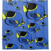 Blaue und gelbe Gelbfische Duschvorhang (Vorderseite)