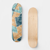 Blaue und gelbe geometrische Musterskateboard Skateboard (Vorderseite)