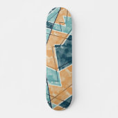Blaue und gelbe geometrische Musterskateboard Skateboard (Vorne)