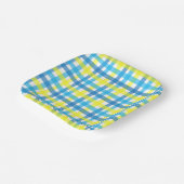 Blaue und gelbe Gingham-Party-Teller aus Papier Pappteller (Gewinkelt)