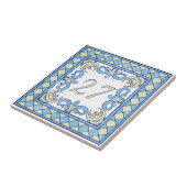 Blaue und gelbe große Hausnummer Fliese (Seite)