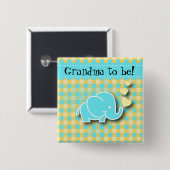 Blaue und gelbe Großmutter des Baby-Elefant-| zum Button (Vorne & Hinten)