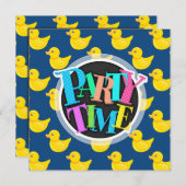 Blaue und gelbe Gummiente, Ducky Einladung (Vorne/Hinten)