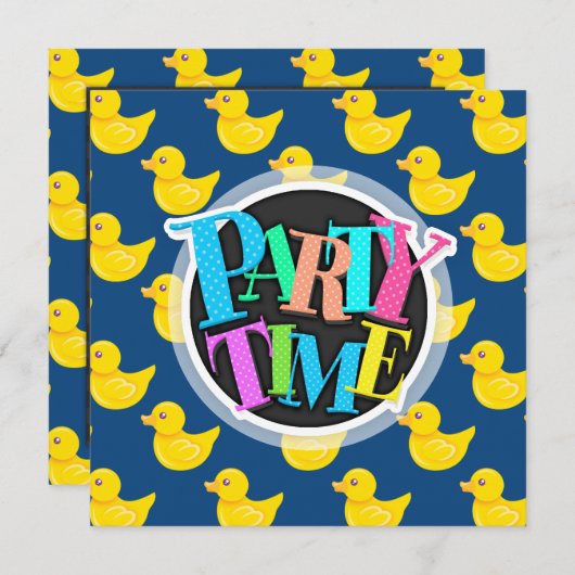 Blaue und gelbe Gummiente, Ducky Einladung (Vorne/Hinten)