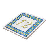 Blaue und gelbe Hausnummer Fliese (Seite)