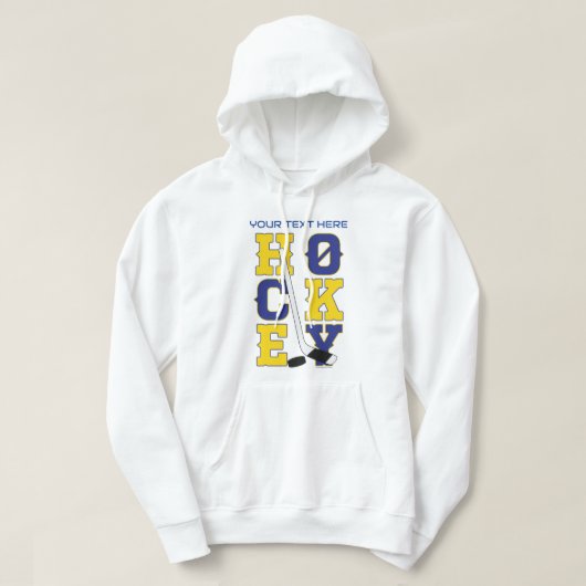 Blaue und gelbe Hockeysportkleidung Hoodie (Design vorne)