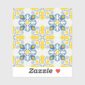 Blaue und gelbe hübsche portugiesische Fliesen Aufkleber (Blatt)