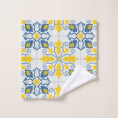 Blaue und gelbe hübsche portugiesische Fliesen Badhandtuch Set (Waschlappen)