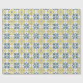 Blaue und gelbe hübsche portugiesische Fliesen Geschenkpapier (Flach)