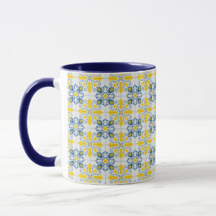 Blaue und gelbe hübsche portugiesische Fliesen Tasse