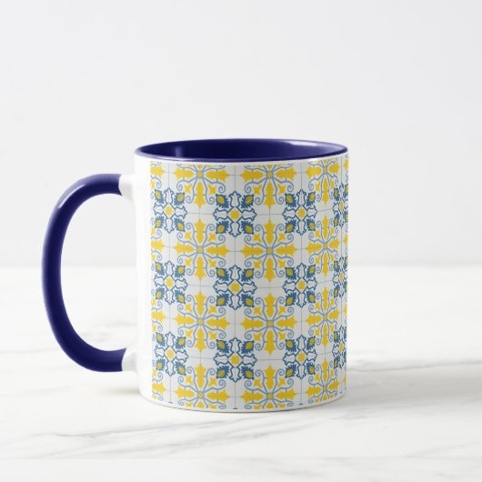 Blaue und gelbe hübsche portugiesische Fliesen Tasse (Links)
