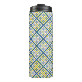 Blaue und gelbe hübsche portugiesische Fliesen Thermosbecher