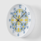 Blaue und gelbe hübsche portugiesische Fliesen Uhr (Winkel)
