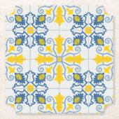 Blaue und gelbe hübsche portugiesische Fliesen Untersetzer (Vorderseite)