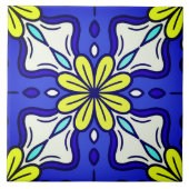 Blaue und gelbe Keramikfliese (Vorderseite)