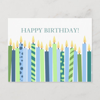 Blaue und gelbe Kerzen zum Geburtstag Postkarte