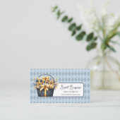 Blaue und gelbe Körbe Visitenkarte (Stehend Vorderseite)