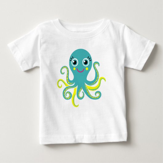 Blaue und gelbe Krake Baby T-shirt (Vorderseite)