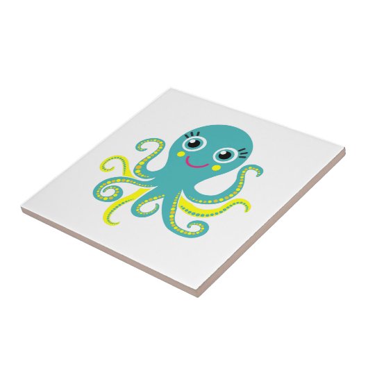 Blaue und gelbe Krake Fliese (Seite)