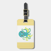 Blaue und gelbe Krake Gepäckanhänger (Vorderseite vertikal)