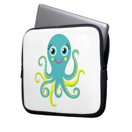 Blaue und gelbe Krake Laptopschutzhülle (Vorderseite Links)