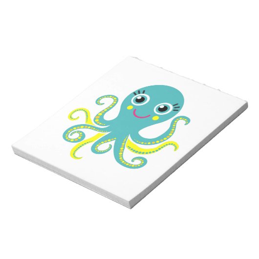 Blaue und gelbe Krake Notizblock (Rotiert)