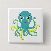 Blaue und gelbe Kraken Button (Vorderseite)