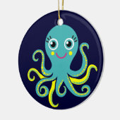 Blaue und gelbe Kraken Keramikornament (Links)