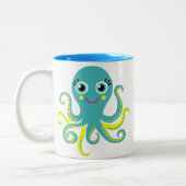 Blaue und gelbe Kraken Zweifarbige Tasse (Links)