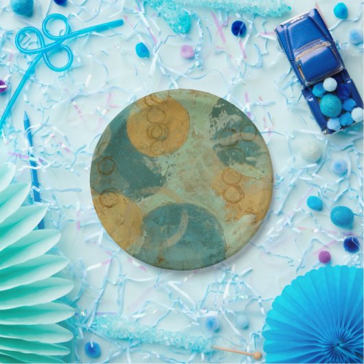 Blaue und gelbe Kreise Pappteller (Party)