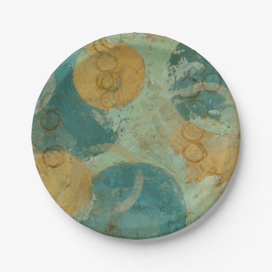 Blaue und gelbe Kreise Pappteller (Vorderseite)