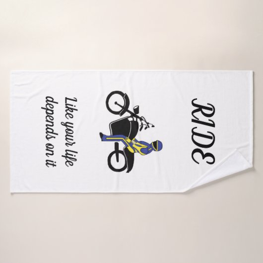 Blaue und gelbe Leathers bei einem Motorradrennen Badehandtuch (Badehandtuch)