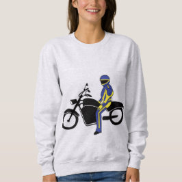 Blaue und gelbe Leathers bei einem Motorradrennen Sweatshirt