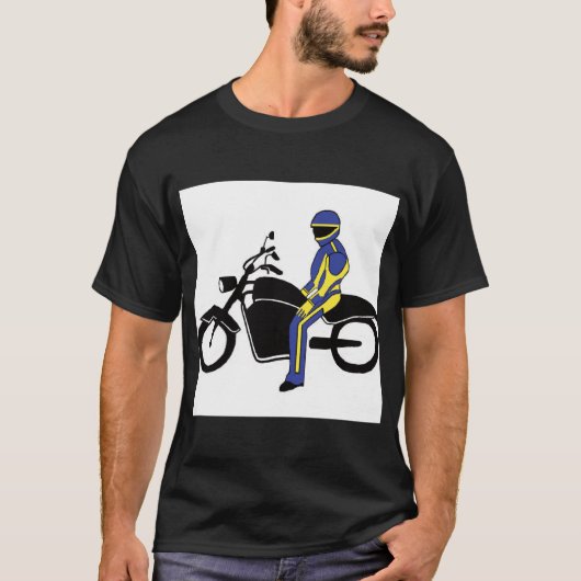 Blaue und gelbe Leathers bei einem Motorradrennen T-Shirt (Vorderseite)