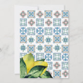 Blaue und gelbe Lemon Amalfi Hochzeitsankündigunge Save The Date (Rückseite)