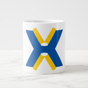 Blaue und gelbe Letter X Monogramm Jumbo-Tasse
