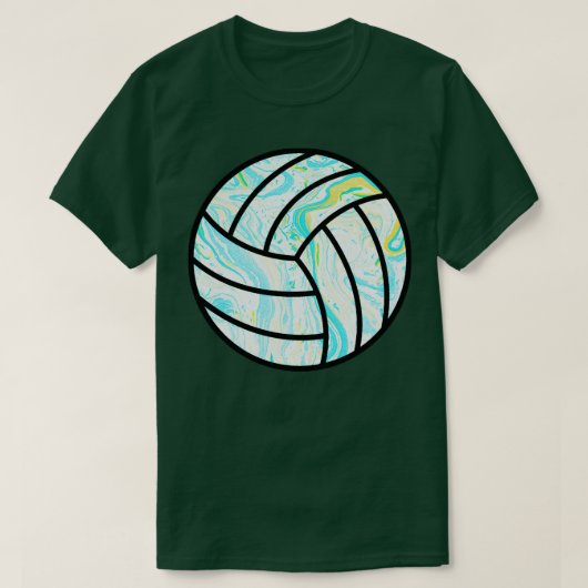 Blaue und gelbe Marmorvolleyball T-Shirt (Design vorne)