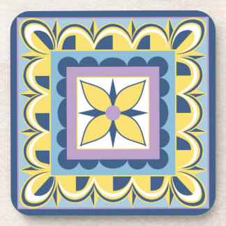 Blaue und gelbe mexikanische Talavera-Fliese Getränkeuntersetzer