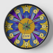 Blaue und gelbe Mosaik Modernes römisches Look & I Uhr (Vorderseite)