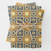Blaue und gelbe Muster Geschenkpapier Set (Beispiel)