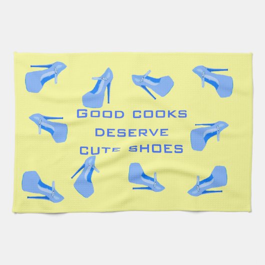 Blaue und gelbe niedliche Schuhe Geschirrtuch (Horizontal)