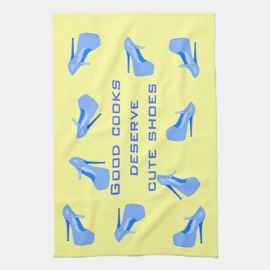 Blaue und gelbe niedliche Schuhe Geschirrtuch (Vertikal)