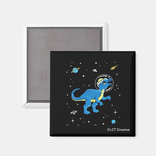 Blaue und gelbe Pachycephalosaurus Dinos im Weltra Magnet (Vorderseite/Rückseite)