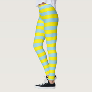 Blaue und gelbe Pastellstreifen Leggings