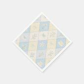 Blaue und gelbe Patchwork-Muster Süße Babyparty Serviette (Ecke)