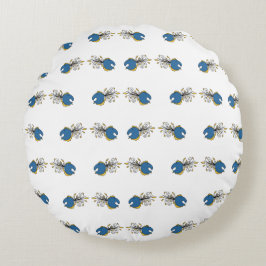 Blaue und gelbe Pfauenfische Rundes Kissen