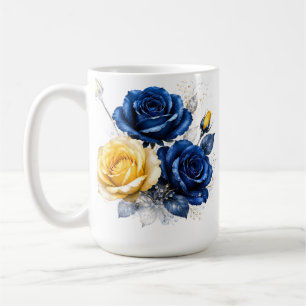 Blaue und gelbe Rosen Kaffeetasse