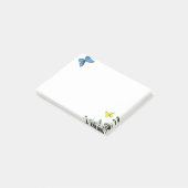 Blaue und gelbe Schmetterlinge & kleine Blume Post-it Klebezettel (angewinkelt)