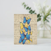 Blaue und gelbe Schmetterlinge Postkarte (Stehend Vorderseite)